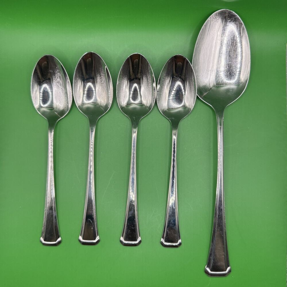 Oneida Apollonia Set of 4 Teaspoons 6 1/4" 1 Serving Spoon Replacement Flatware